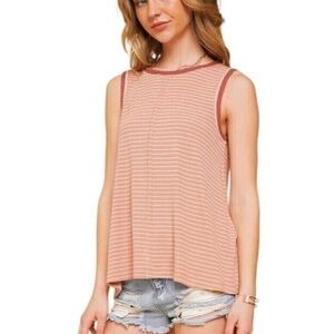 Hem & Thread Ribbed Striped Tank Size Large NWOT